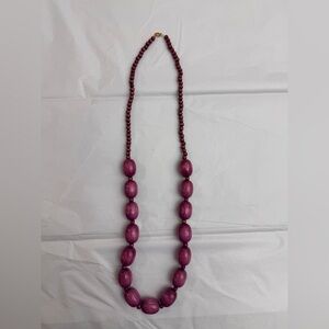 Bold Purple Wood Bead Necklace for Women - Stylish Everyday Accessory